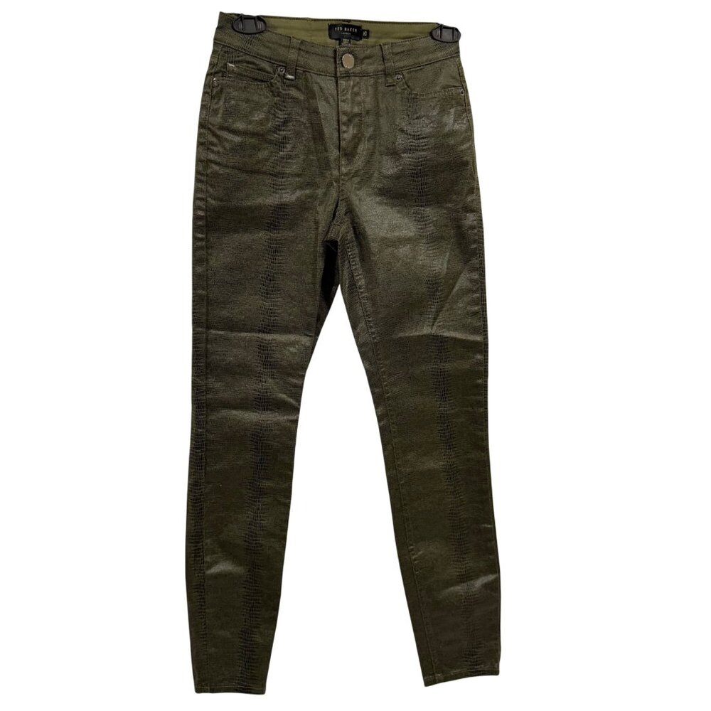 Ted Baker Green Snakeskin‎ Print Coated Jeans Size 25